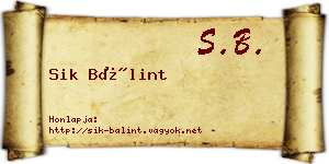 Sik Bálint névjegykártya
